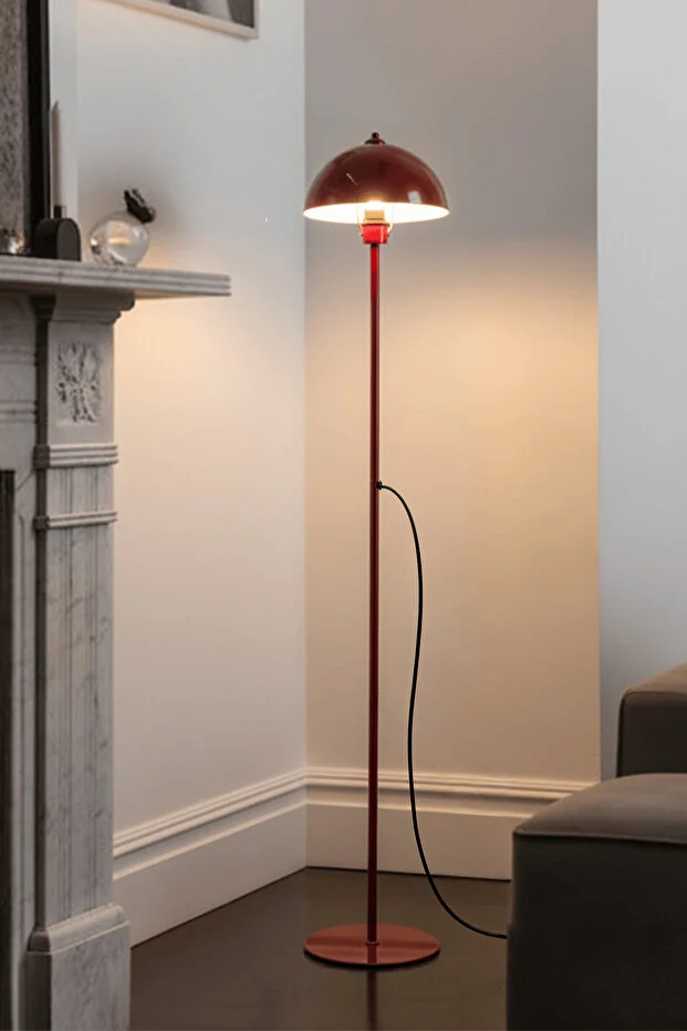 Modena Retro Bordo Metal Başlıklı Tek Ayaklı Lambader